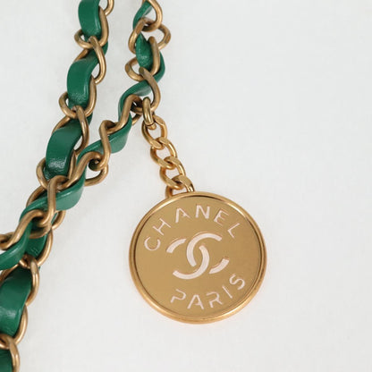 Chanel Chain Chanel 22 Shoulder Bag Lamb Skin Green Gold Cc