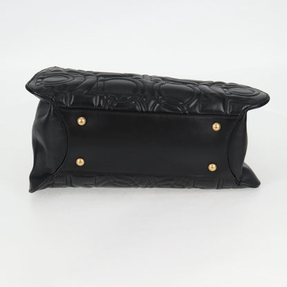 Salvatore Ferragamo Chain Tote Bag Leather Black Gold