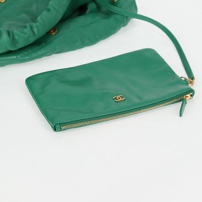 Chanel Chain Chanel 22 Shoulder Bag Lamb Skin Green Gold Cc