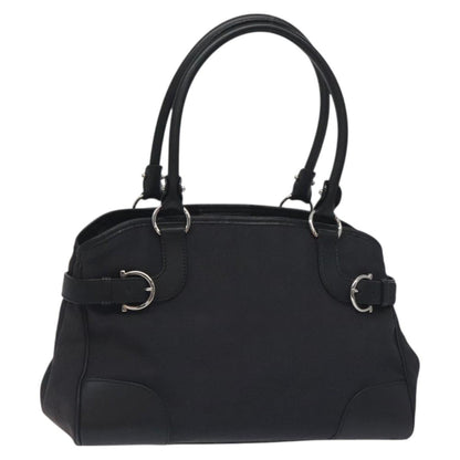 Salvatore Ferragamo Gancini Hand Bag Nylon Black Silver