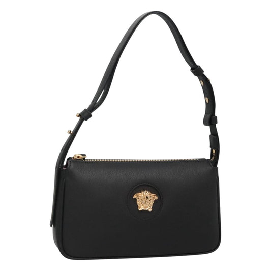 Versace Shoulder Bag Leather Black Gold
