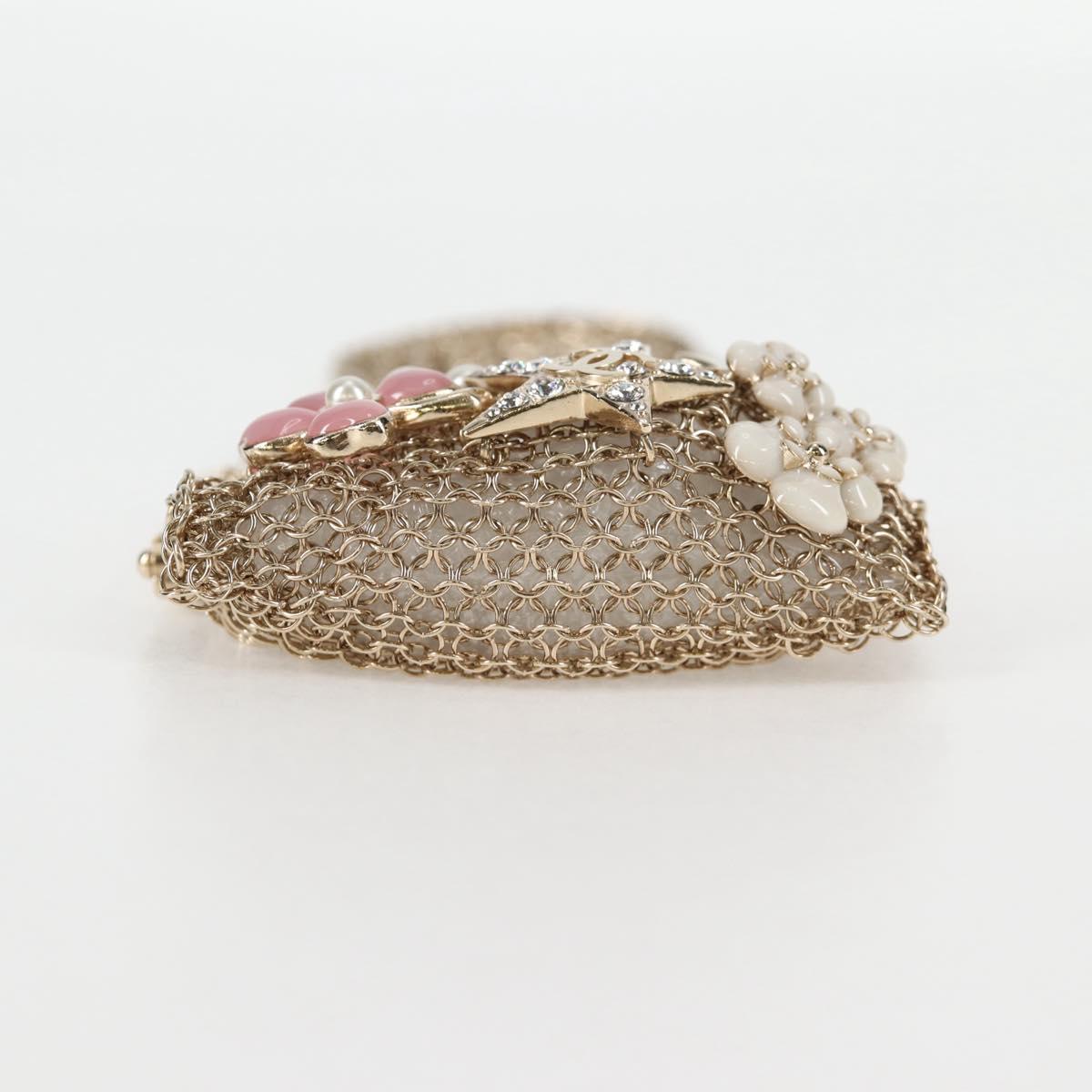Chanel Camellia Coco Mark Chain Pouch Metal Gold Ap2890 Cc