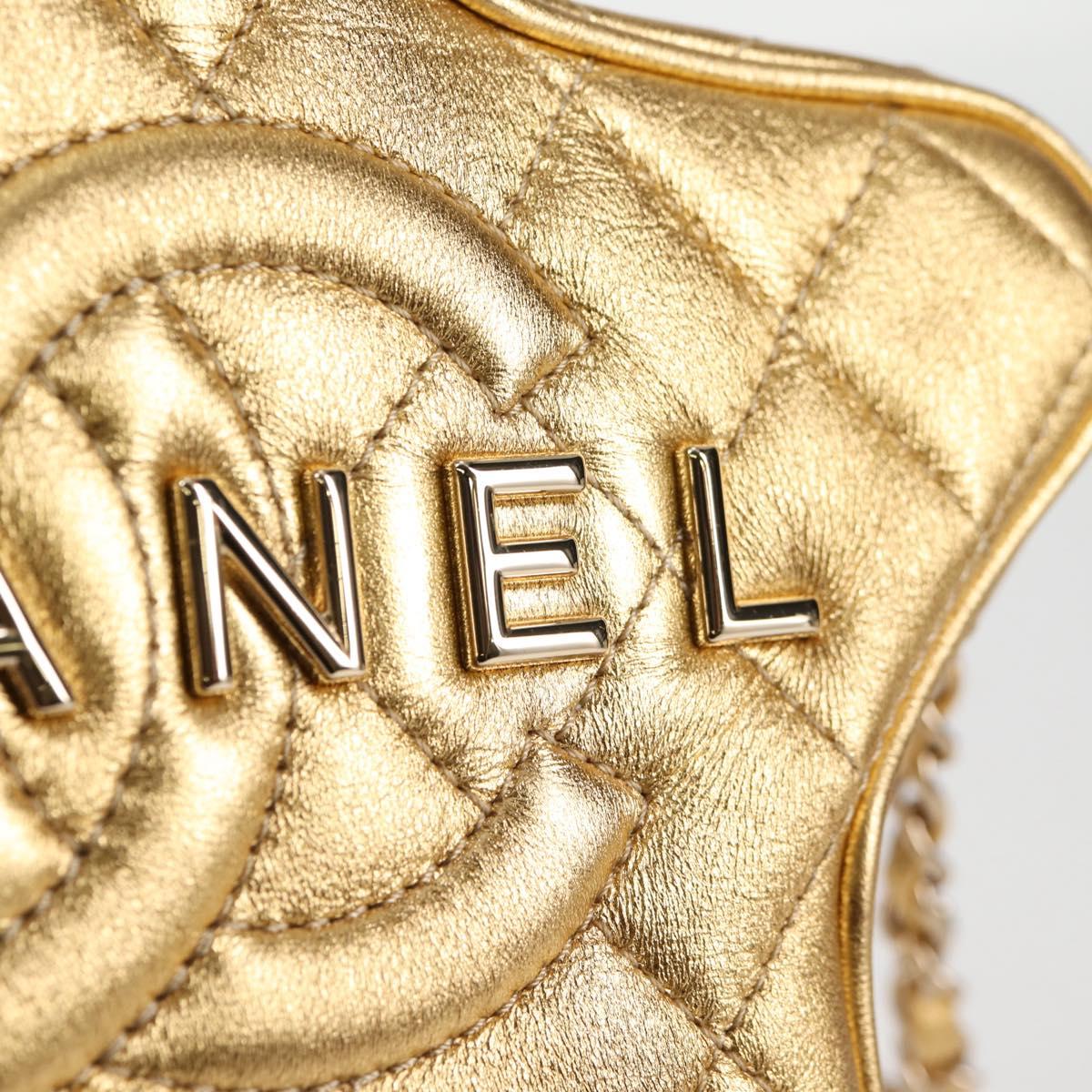 Chanel Matelasse Chain Shoulder Bag Leather Gold Cc