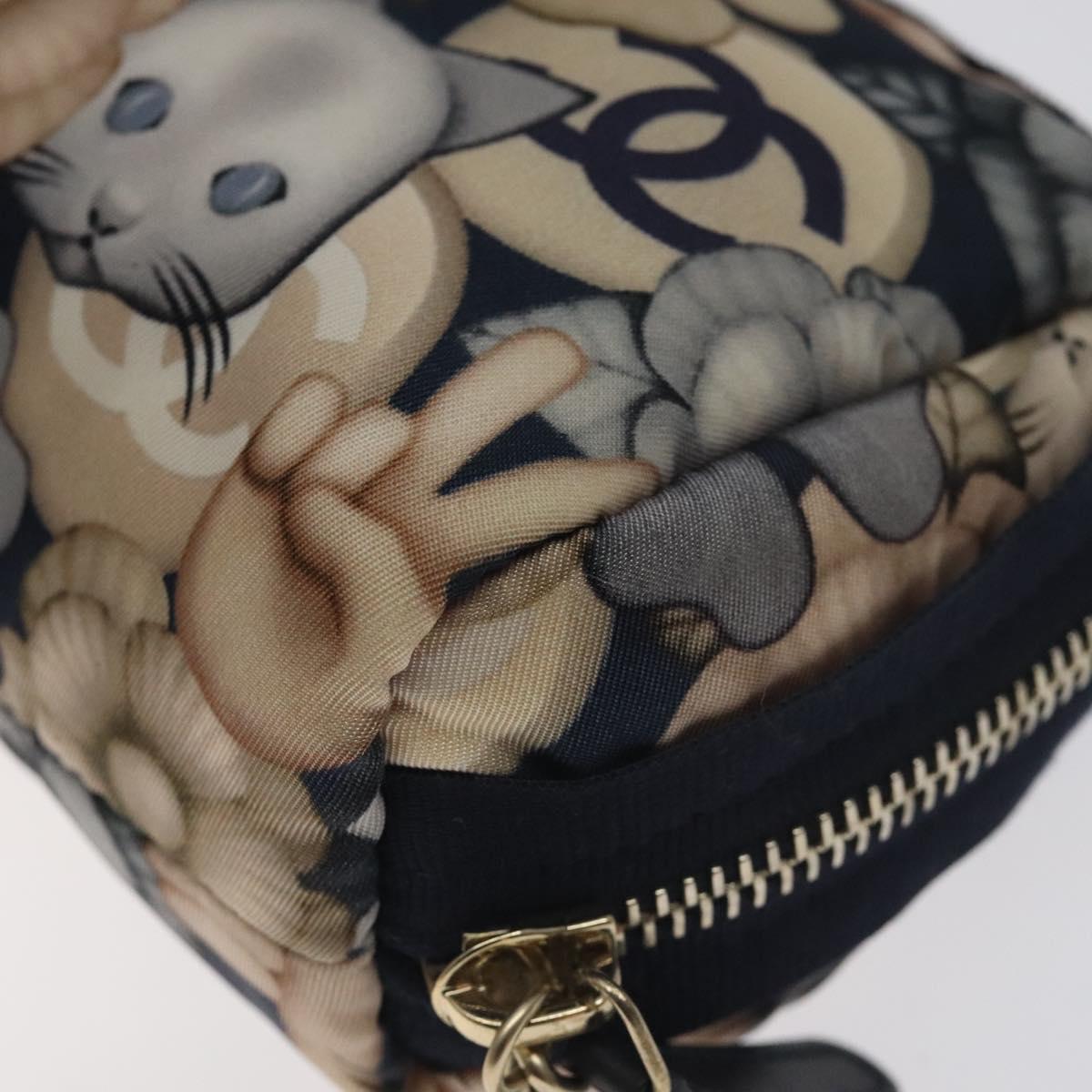 Chanel Coco Mark Pouch Nylon Navy Cc