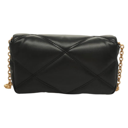 Versace Chain Shoulder Bag Leather Black Gold