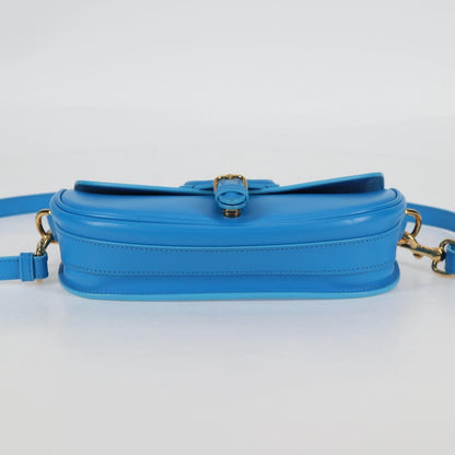 Christian Dior Bobby East West Shoulder Bag Leather Blue Gold