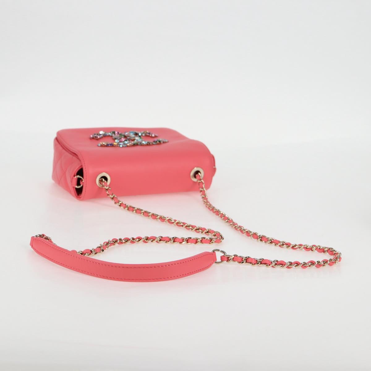 Chanel Matelasse Bijoux Chain Shoulder Bag Lamb Skin Pink Gold Cc