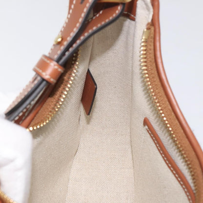 Celine Triomphe Shoulder Bag Pile White Brown Gold