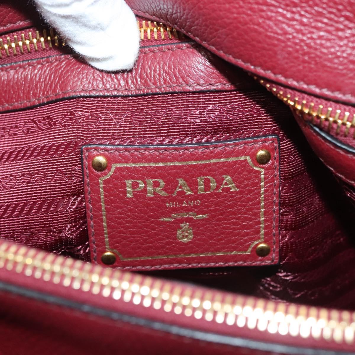 Prada Hand Bag Leather Bordeaux Gold