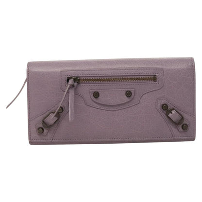 Balenciaga Classic Continental Zip Wallet Leather Purple 253038