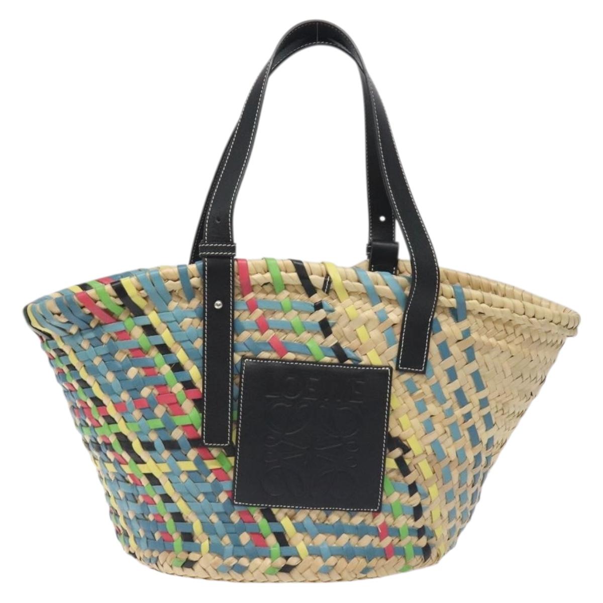 Loewe Basket Bag Large Anagram Bag Raffia Leather Beige Multicolor