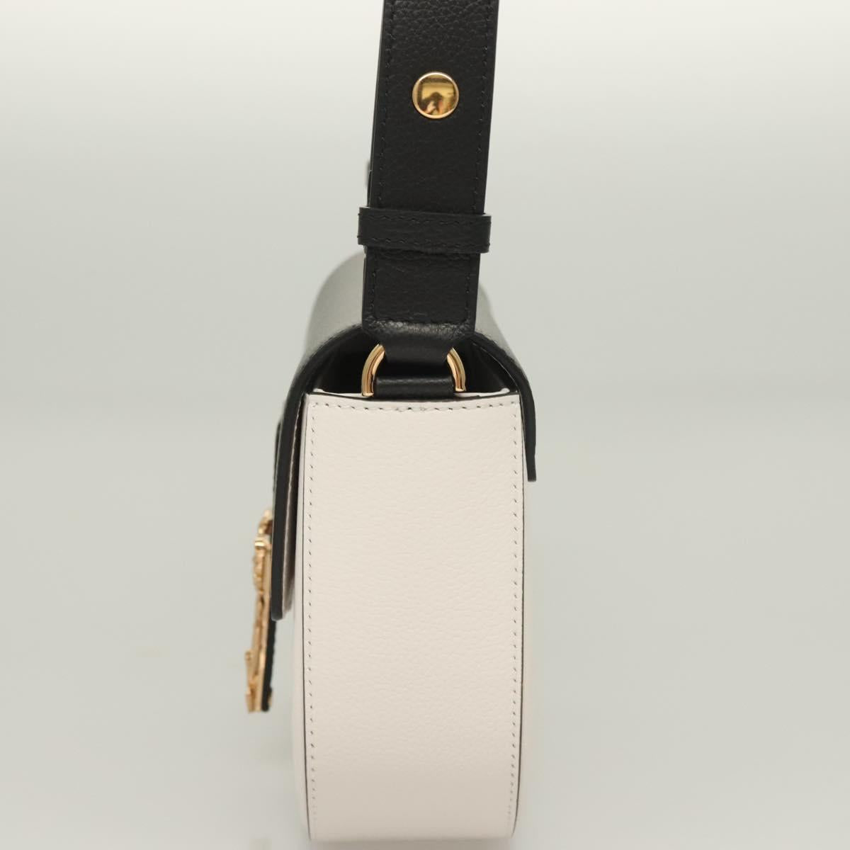 Versace Shoulder Bag Leather Black Gold White