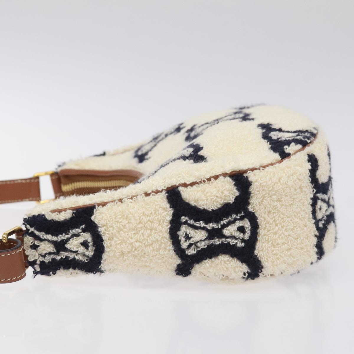 Celine Triomphe Shoulder Bag Pile White Brown Gold