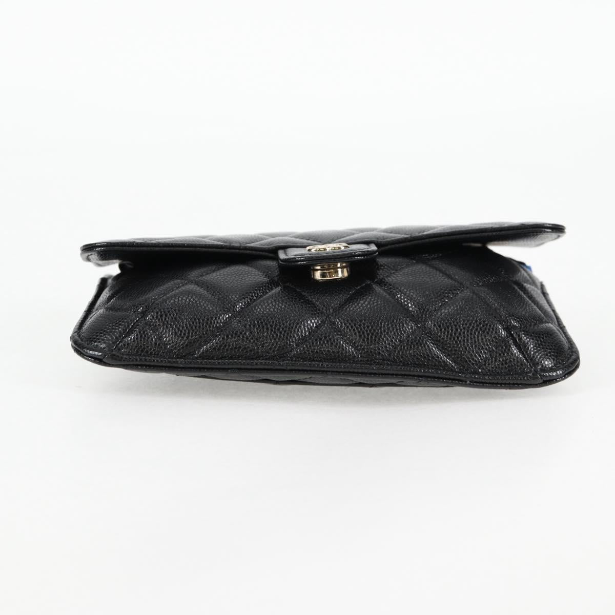 Chanel Matelasse Chain Shoulder Bag Caviar Skin Black Cc