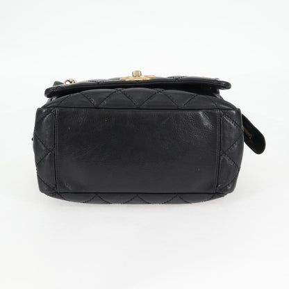Chanel Matelasse Chain Shoulder Bag Lamb Skin Black Gold Cc