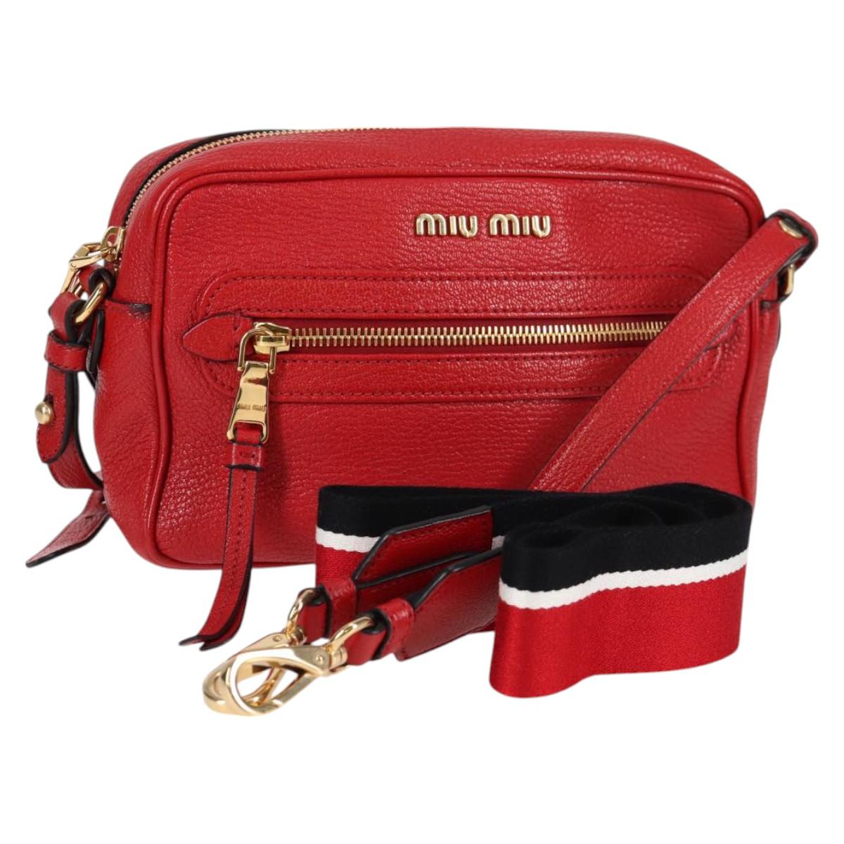 Miu Miu Shoulder Bag Leather Red Gold