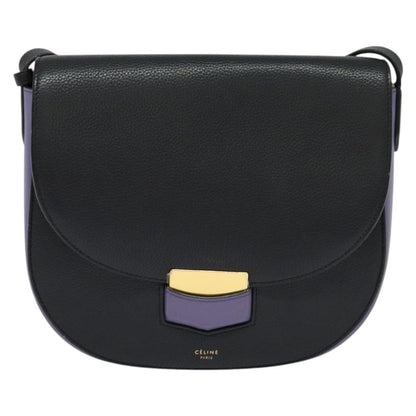 Celine Trotter Shoulder Bag Leather Purple Gold