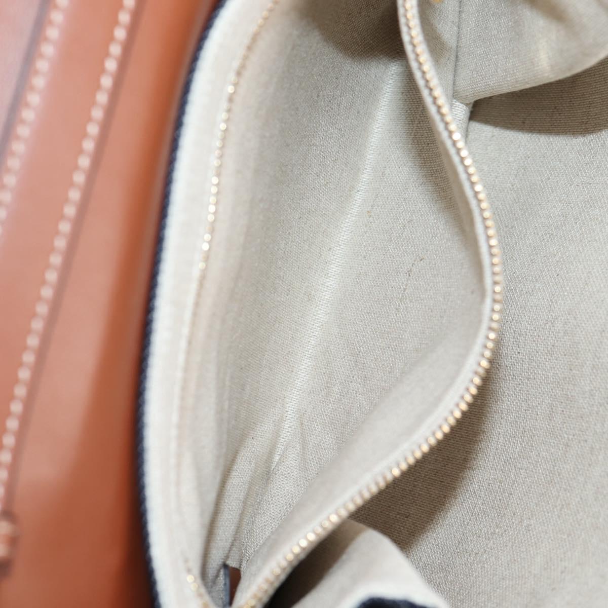 Celine Shoulder Bag Canvas Leather Brown Gold
