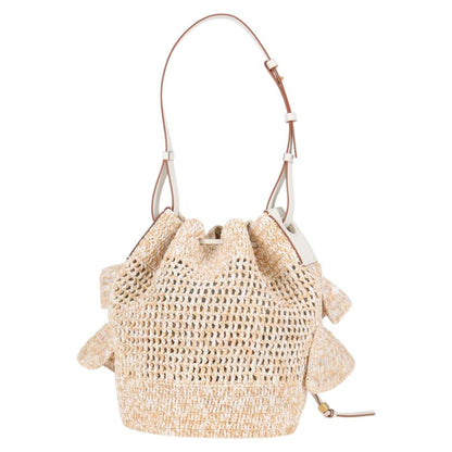 Loewe Sequin Balloon Shoulder Bag Raffia Beige Gold