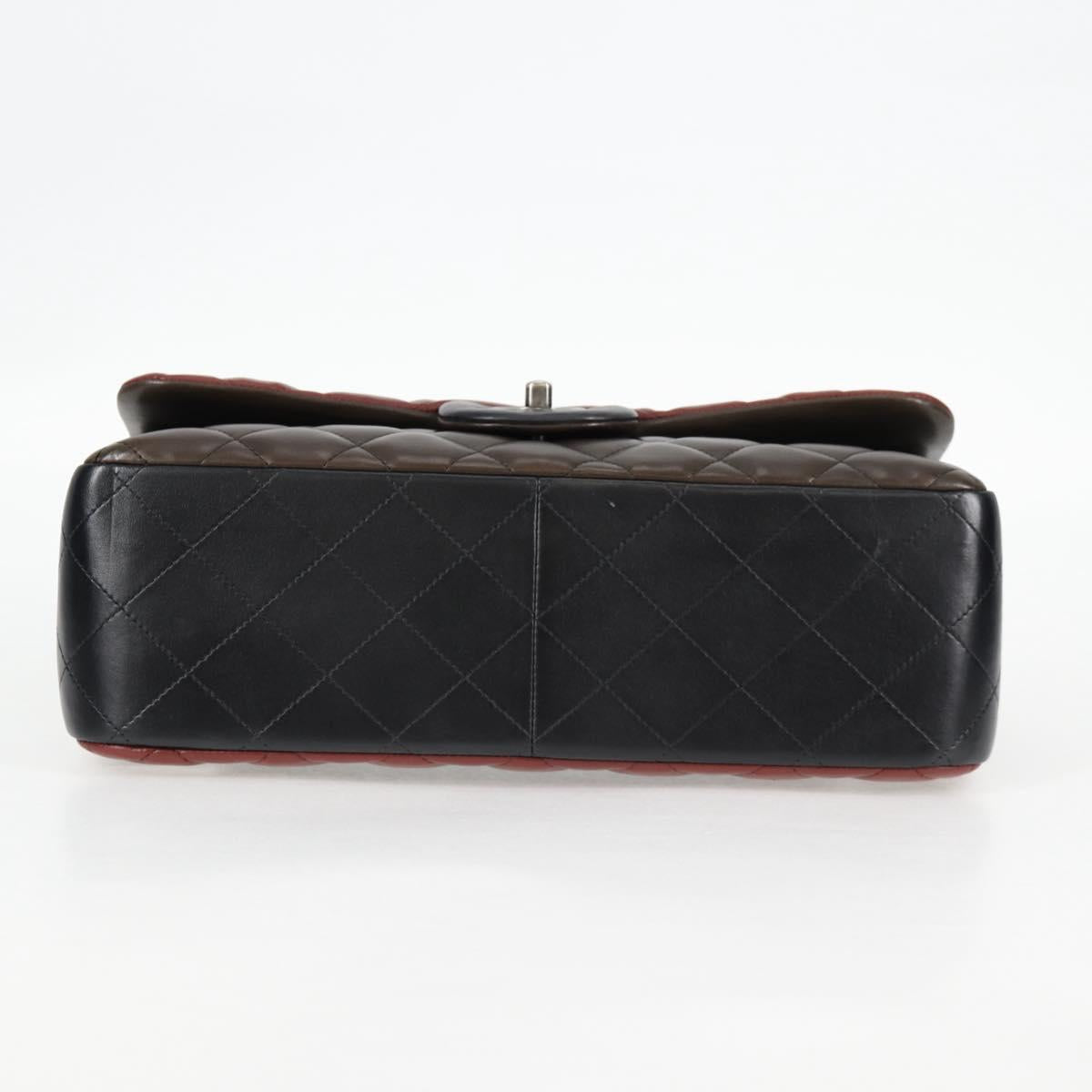 Chanel Big Matelasse Chain Shoulder Bag Lamb Skin Brown Cc
