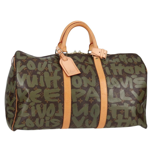 Louis Vuitton Monogram Graffiti Keepall 50 Boston Bag Khaki M92196