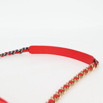 Chanel Chain Shoulder Bag Cotton 2WAY Red Gold Silver Cc