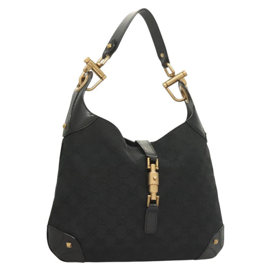 Gucci Gg Canvas Jackie Shoulder Bag Black Gold 120888