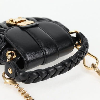 Miu Miu Matelasse Chain Pouch Shoulder Bag Leather Black Gold