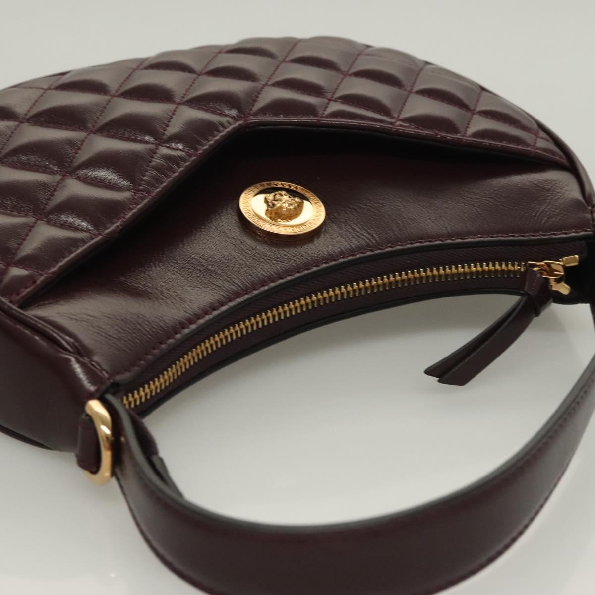 Versace Shoulder Bag Leather 2WAY Brown Gold