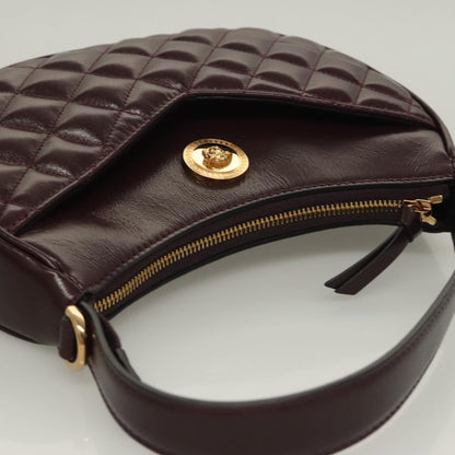 Versace Shoulder Bag Leather 2WAY Brown Gold