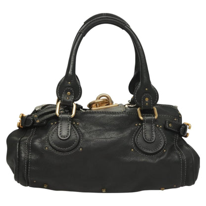 Chloe Paddington Hand Bag Leather Black Gold Silver