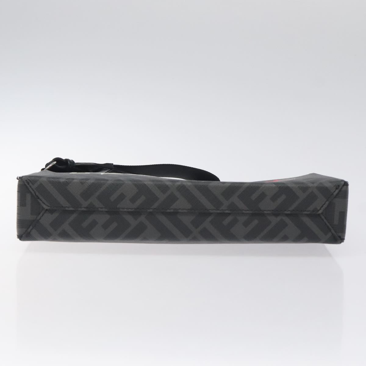 Fendi Zucca Canvas Clutch Bag Pvc Black Silver