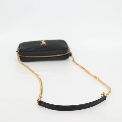 Saint Laurent Chain Lou Mini Shoulder Bag Leather Black Gold