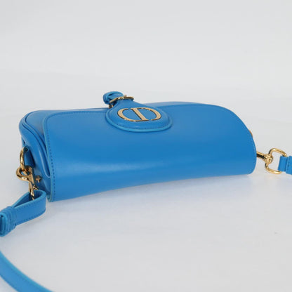 Christian Dior Bobby East West Shoulder Bag Leather Blue Gold