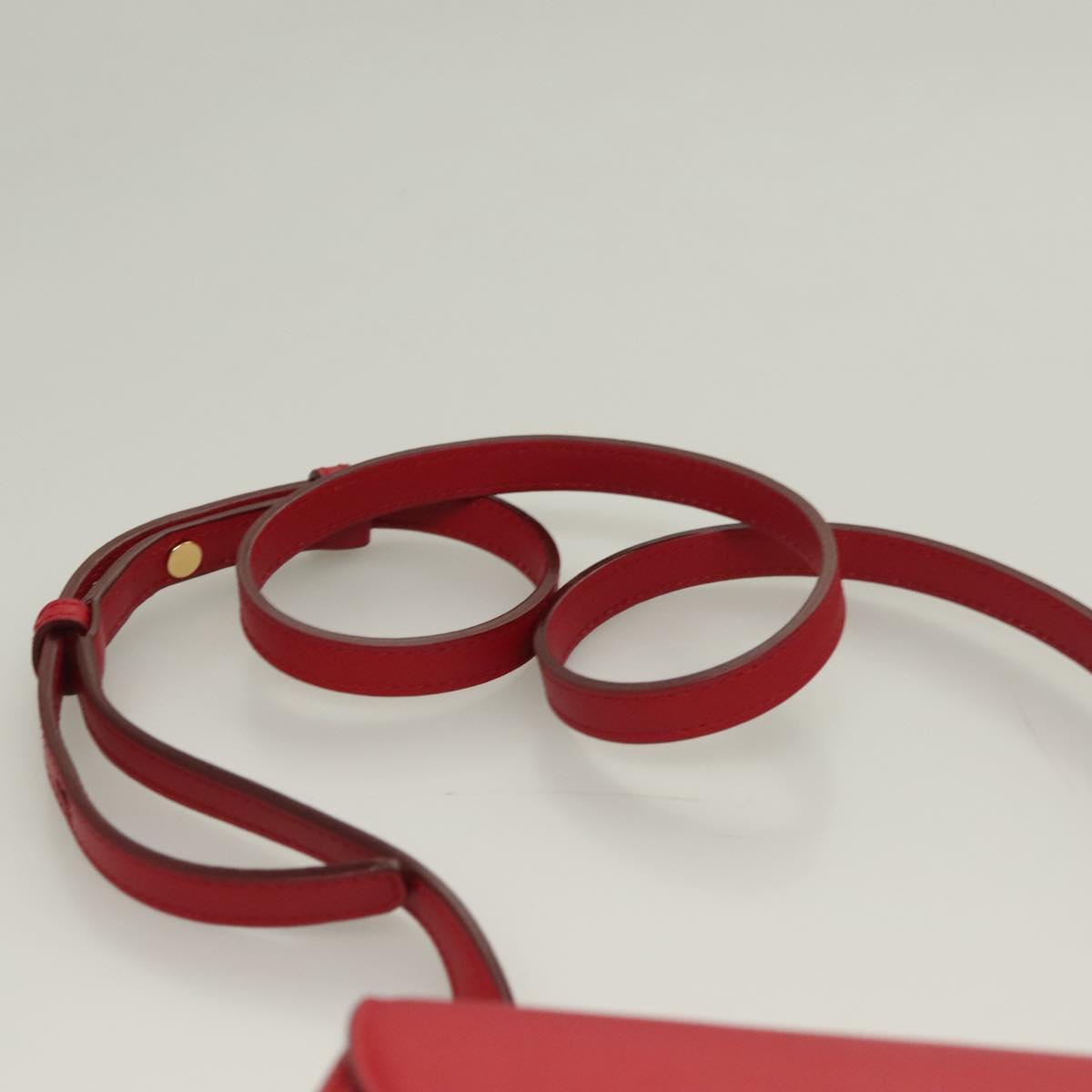 Bally Shoulder Bag Leather Red Gold