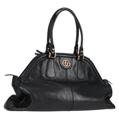 Gucci Gg Marmont Hand Bag Leather Black Gold 515937