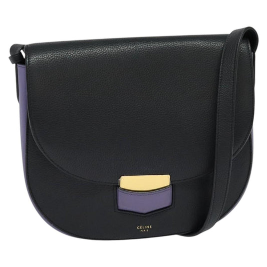 Celine Trotter Shoulder Bag Leather Purple Gold
