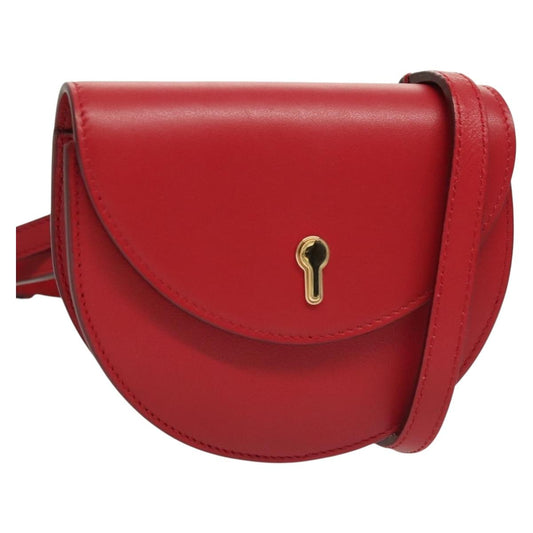 Bally Shoulder Bag Leather Red Gold