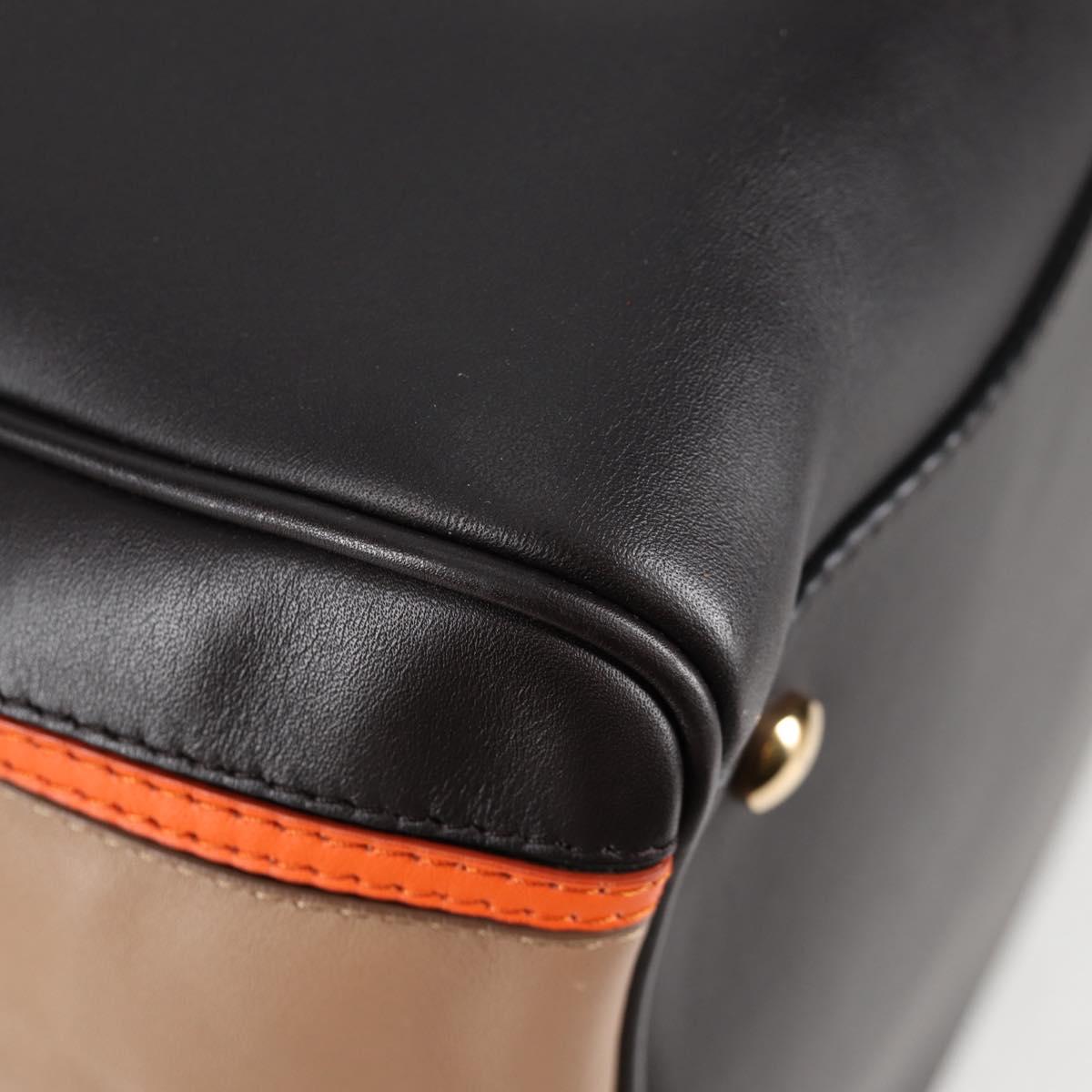 Burberry Hand Bag Leather 2WAY Black Gold