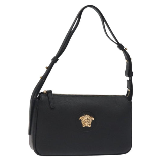 Versace Shoulder Bag Leather Black Gold