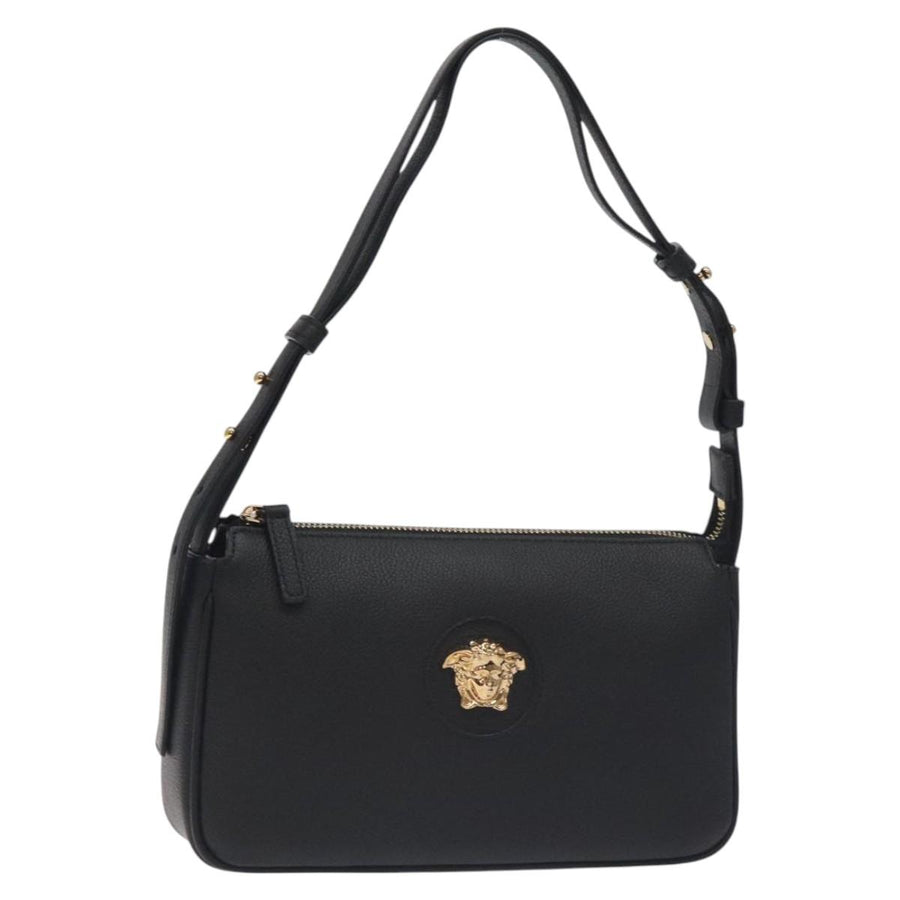 Versace Shoulder Bag Leather Black Gold