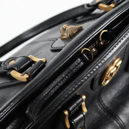 Gucci Gg Marmont Hand Bag Leather Black Gold 515937