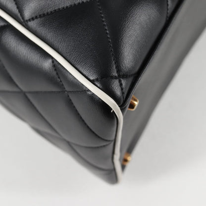 Chanel Matelasse Boston Bag Calf Skin Black Cc