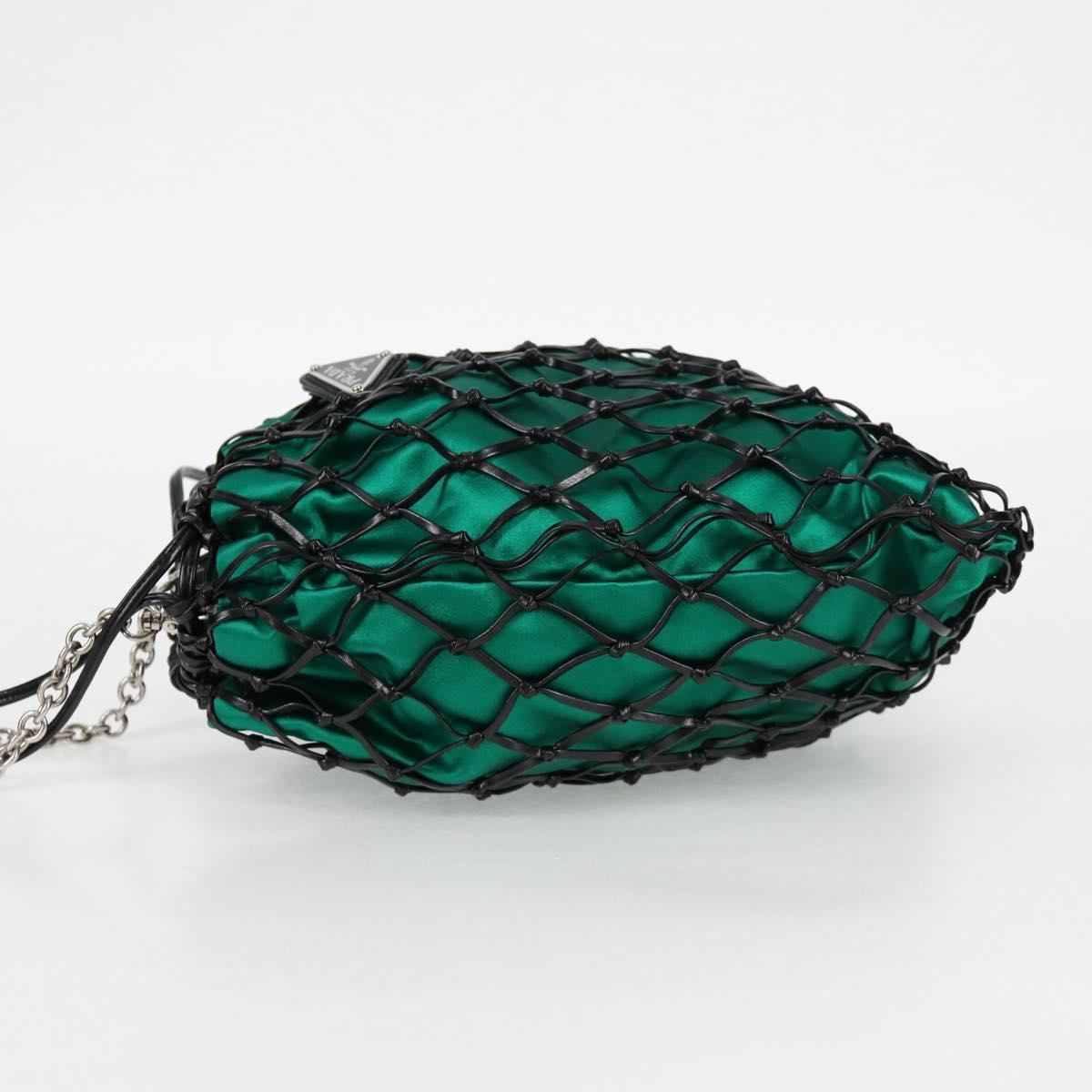 Prada Chain Shoulder Bag Satin Green