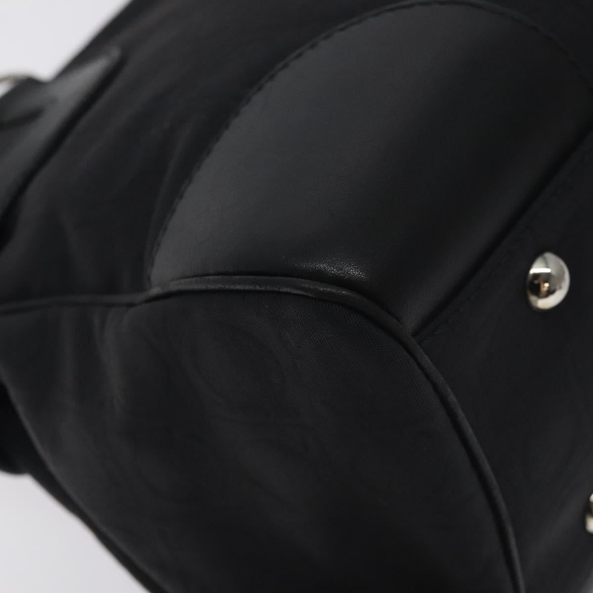 Salvatore Ferragamo Gancini Hand Bag Nylon Black Silver