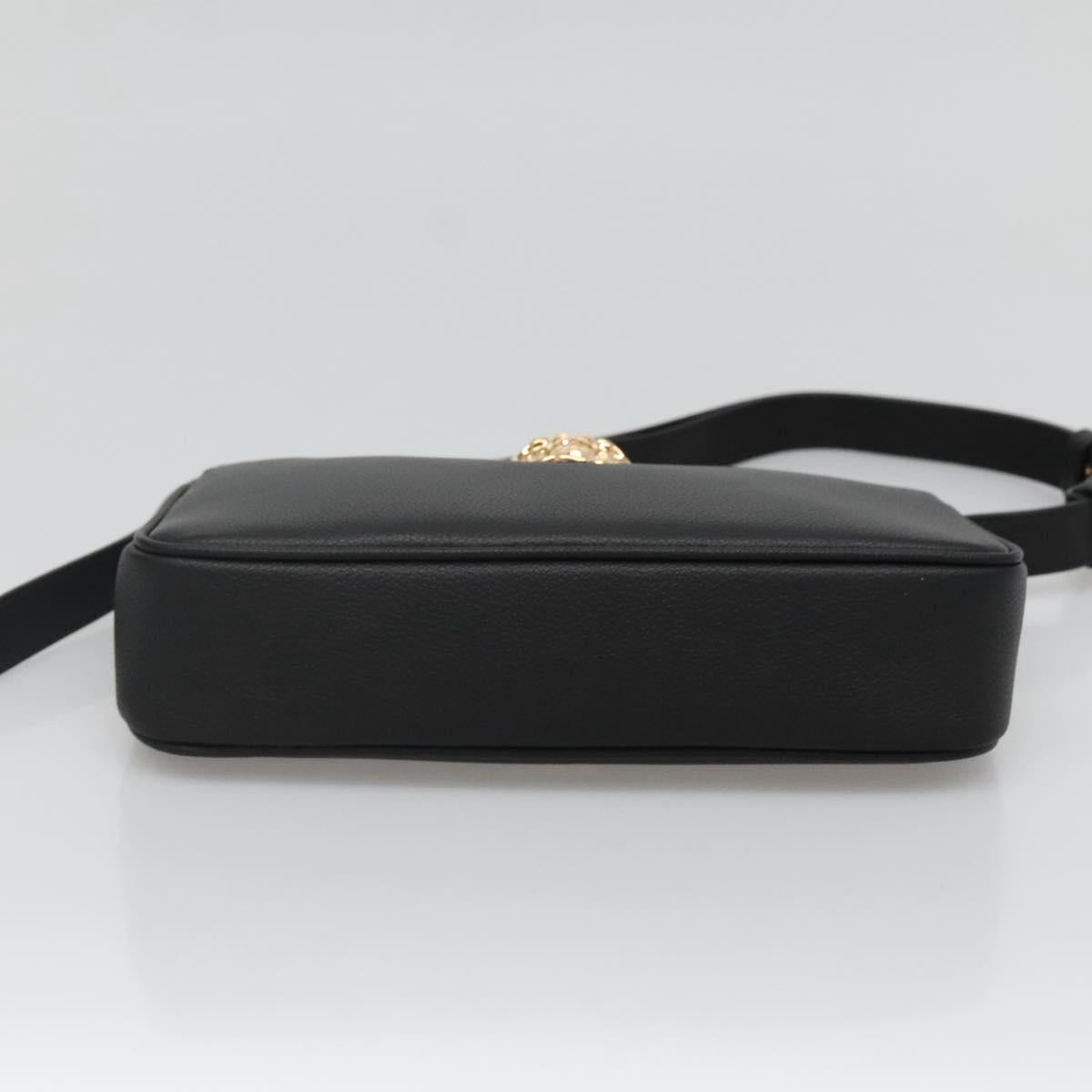 Versace Shoulder Bag Leather Black Gold