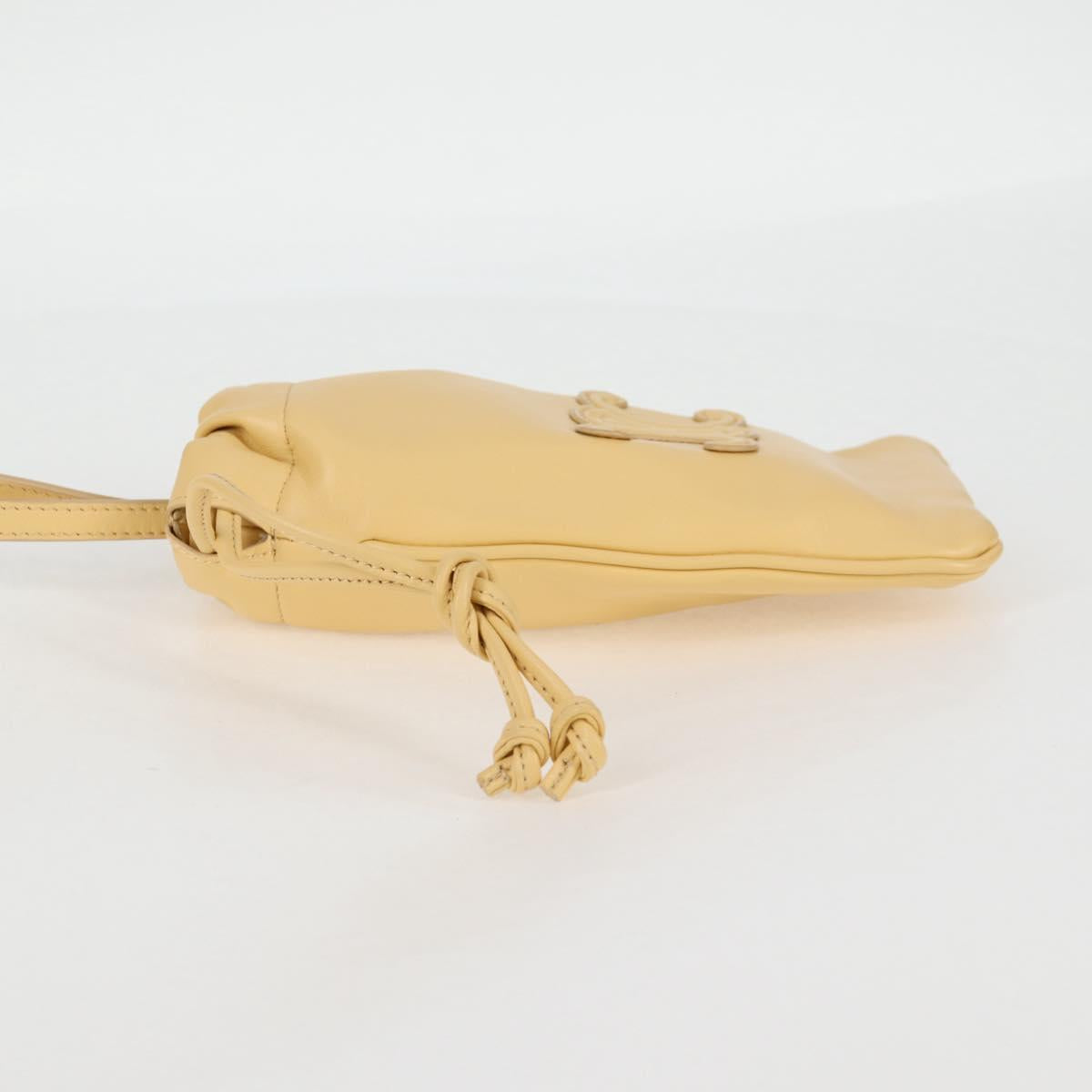 Celine Cuir Triomphe Drawstring Mobile Pouch Leather Yellow