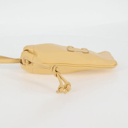 Celine Cuir Triomphe Drawstring Mobile Pouch Leather Yellow