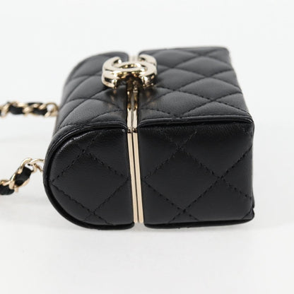 Chanel Matelasse Chain Shoulder Bag Lamb Skin Black Gold Cc
