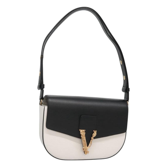 Versace Shoulder Bag Leather Black Gold White